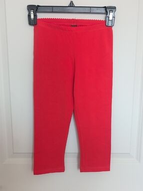 Kids Orange Stretch Cotton Capri Leggings